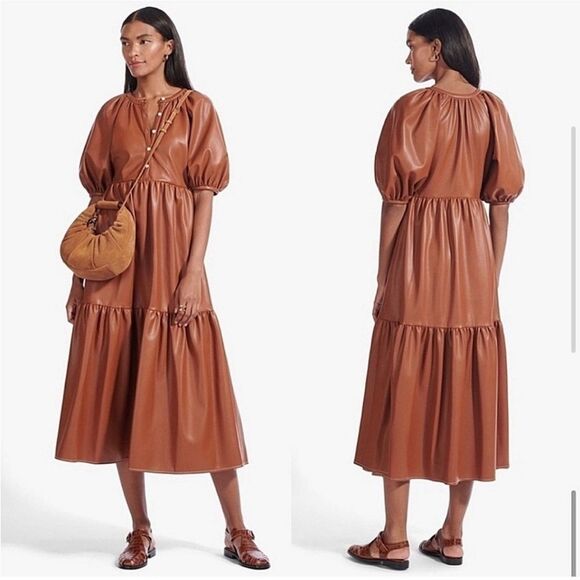 Staud Demi Vegan Leather Dress - Size Small - GUC - Picture 2 of 5